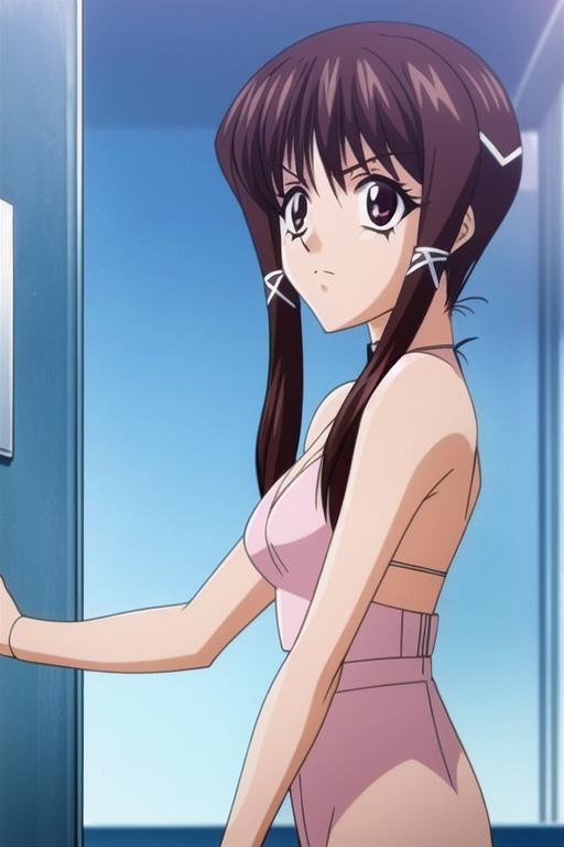 A woman in a pink dress standing in front of a door - SeaArt AI