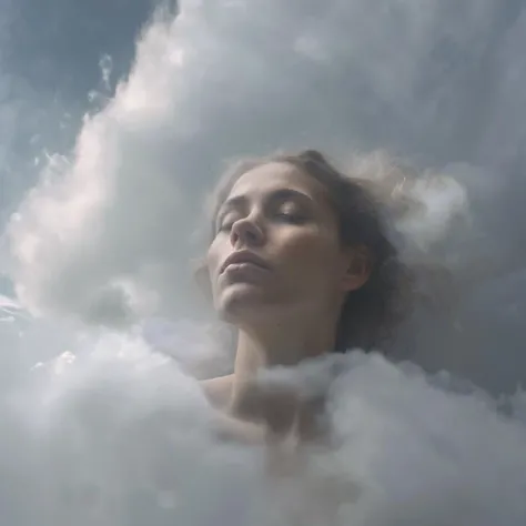 raw portrait ethereal woman face in cloud, dreaming <lora:Cloudify-SDXL:1>