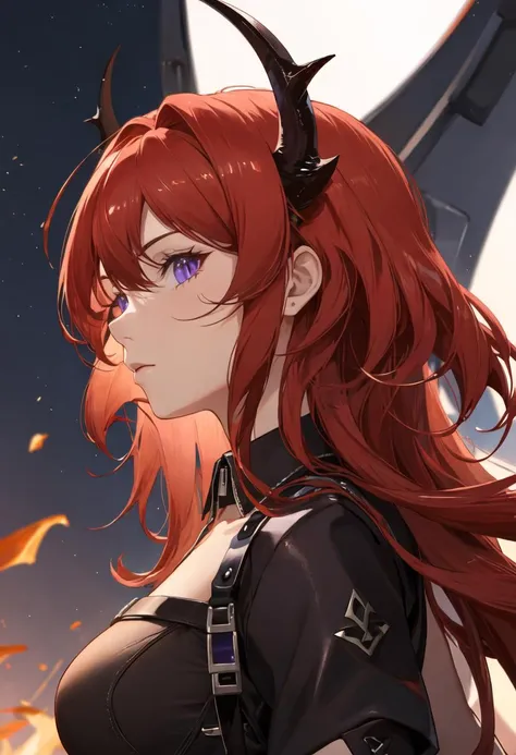 {safe:1.10}, best quality, masterpiece, highres, solo, {surtr_arknights:0.90}, profile, from_side, upper_body