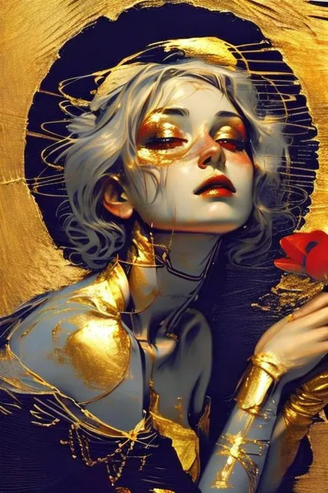 golden, ultra detailed artistic abstract photography of geometrical woman face, Beautiful white rose flower on the seashore, sunny day, white cumulus clouds, detailed symmetric circular iris, shattered paper fragments, natural body posture, art by alberto seveso, by guy denning, by johannes itten, by russ mills, by gustav klimt, Symmetrical, abstract art style, intricate complex watercolor painting, sharp eyes, Digital painting, color explosion, radiance, colorful, Concept art, volumetric lighting, metallic reflections, 8k, by artgerm, Trending on Artstation, 16k resolution, 300 dpi, 600 dpi, 4k, Contest winner, High definition, golden eyes
, detailed, realistic, 8k uhd, high quality
