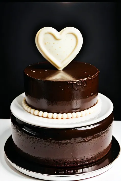 food photography, heart shaped chocolate cake, concept art, baking, professional photography, professional lighting