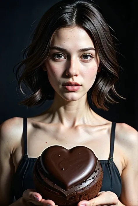 food photography, heart shaped chocolate cake, highly detailed, digital painting, artstation, concept art, smooth, sharp focus, illustration, art by artgerm and greg rutkowski and alphonse mucha