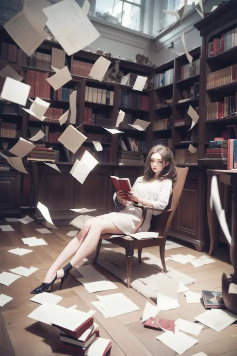 1girl, close-up, in a modern library, books floating, books flying around,
<lora:libbg_v16:0.4> lib_bg, <lora:Concept - Paper Explosion:0.7> books flying in the air,