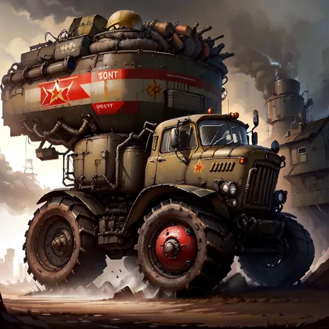 <lora:SovietPunkAIv2:.85> SovietPunkAI combine harvester