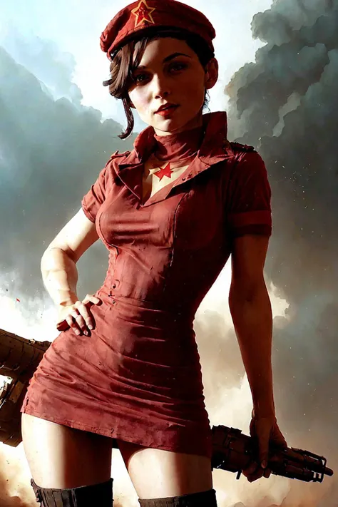 <lora:SovietPunkAIv2:.85> SovietPunkAI dress on a woman
