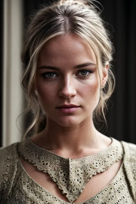 beautiful woman (EPD4fn3Sch1pp3rs:.99), blonde hair, Medium Length Sleek Low Ponytail Hairstyle , ((portrait)), (closeup:1.2), ((from the waist up)), (((  indoors, court :1.2 ))), natural skin texture,  ((  Eyelet blouse and capri pants :1.2)), 24mm, 4k textures, soft cinematic light, adobe lightroom, photolab, hdr, intricate, elegant, highly detailed, sharp focus, ((((cinematic look)))), soothing tones, insane details, intricate details, hyperdetailed, low contrast, soft cinematic light, exposure blend, hdr, faded, now, ("I've got a bad feeling about this.":1.1)