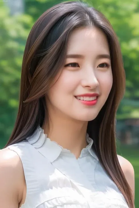 black hair,(looking at viewer:1.2),<lora:omgArinV1:1>,Arin,(close-up photo:1.2),(pov:1.1),korean, woman,complex 3d render ultra detailed,(smile:1.3), portrait of beautiful woman, moody portrait, striking features, beauty, intricate details, dramatic composition, tension, contrast, texture, realism, high-quality rendering, stunning art, high quality, film grain, Fujifilm XT3,swirly bokeh,(realistic, photo-realistic:1.4),RAW photo,physically-based rendering,(8k, best quality, masterpiece:1.2),(full body shot:1.1),octane render,extremely detailed CG, unity 8k wallpaper,skyline, outdoor,(rim light,studio soft light,sunlight:1.2),standing,(a girl is wearing sleeveless:1.5),hyper realistic detail shiny skin,ultra detailed,(ultra realistic:1.2),(intricate:1.2),(photorealistic:1.2),1girl,(skinny:1.3),detailed background,(large breasts:1.1)
