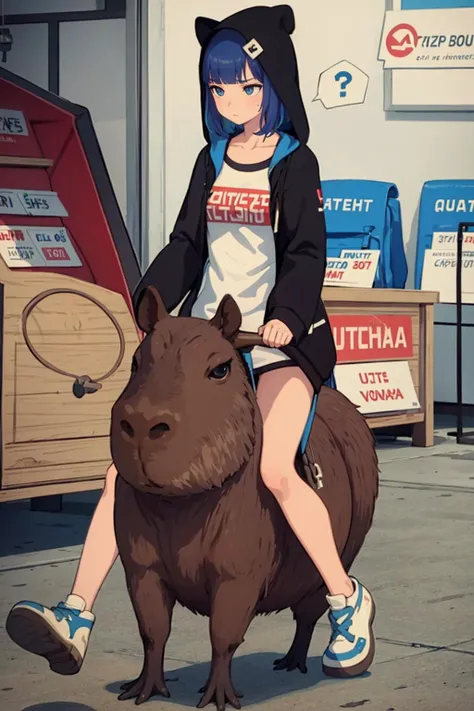 1girl, furry, anthro, canine, dog, poodle, female, dog_ears, curly_hair, black_fur, brown_fur glasses, baseball_cap ponytail, sidewalk, motorcycle, naked, nude, blushing, fat_ass, sitting on motorcycle, rear_view, looking_backwards