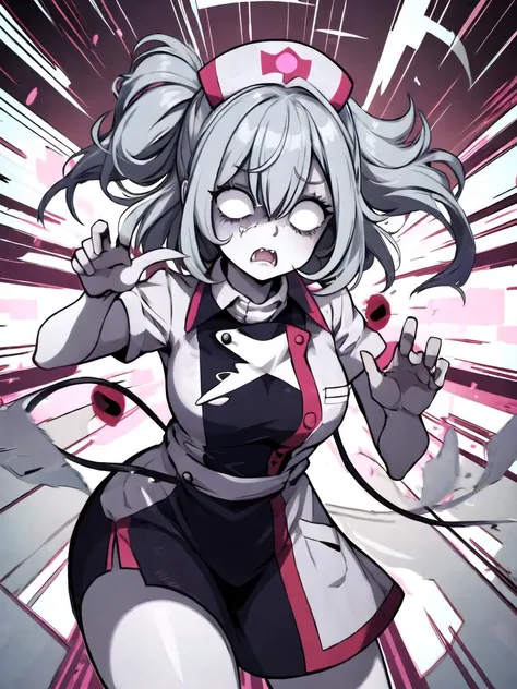 absurdres, highres, ultra detailed, cowboy shot,
1girl, zombie, zombie pose, pale skin, nurse, nurse cap, torn clothes, cute, incoming attack, blank eyes<lora:SurprisedBlankEyes_V1.6:1>