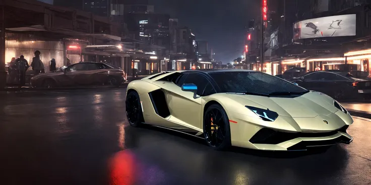Lamborghini poison,masterpiece,Lamborghini car logos,masterpiece, highly detailed photorealistic 8k raw photo,Rainy night, night,bright tones,real light and shadow,best cinematic quality, volumetric lighting and shadows, the front of the car has a Ferrari logo,1girl,1girl driving car, sprktt,cutting-edge design, showcasing sleek lines, advanced features, innovation, futuristic cityscape, high-tech laboratory, futuristic cityscape background, Full shot, shiny and reflective bodywork ,8k <lora:Lamborghini poison:0.8>