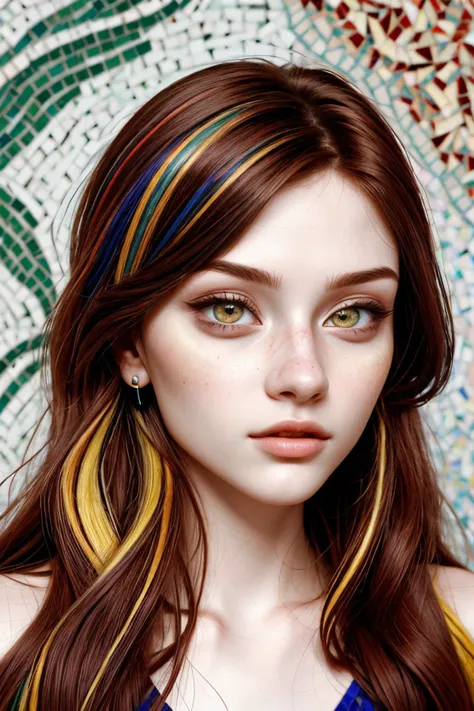 ((mosaic style:1.2), fragmented, colorful, patterned, highly detailed:1.15), <lora:sd15_LiluCinnamon_locon_24_v1-000016:.9> LiluCinnamon, focus on eyes, close up on face, hair styled as Straight Sleek and Wavy, vignette