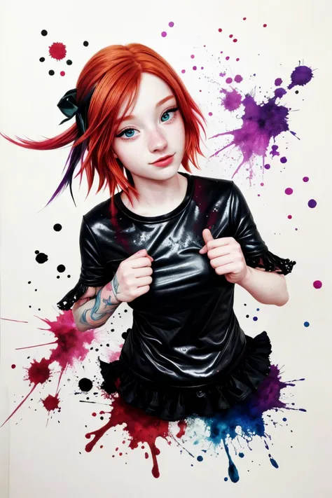 realistic photo of (<lora:sd15_LiluCinnamon_locon_24_v1.0:.9> LiluCinnamon:1.0), ink splash, colorful