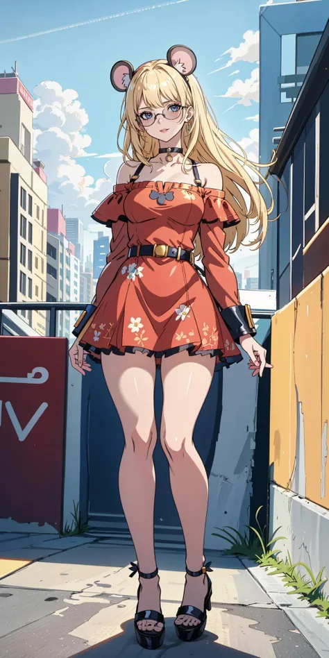 Masterpiece, ultra realistic,absurdres,HDR,8k,excited,best quality,sunglasses, city background, edgSDress, 1girl, solo, looking at viewer, medium hair, blue eyes, blonde hair, red dress, holding, standing, full body, short sleeves, floral print, sandals, leather belt, fashion , wearing edgSDress Blonde nadia with sunglasses and a choker,off shoulder, <lora:edgSDress:0.687> <lora:Nadia:0.456> <lora:Anime_Nadia-000002:0.35>
mousegirl, mouse ears , wearing mousegirl outfit
<lora:Mousegirls_MINI:1>