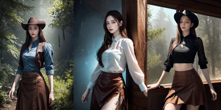 (otherworldly), highly insanely detailed, masterpiece, top quality, best quality, highres, 4k, 8k, RAW photo, (very aesthetic, beautiful and aesthetic), 1girl, skirt, solo, shirt, brown hair, cowboy_shot, <lora:Yuipan:0.8>, (fantasy world)