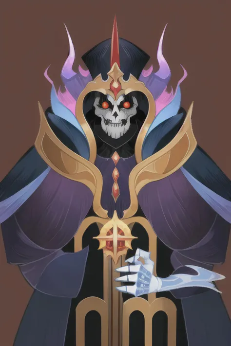 {{{masterpiece}}}, 1boy, up close, portrait, undead, skeleton, lich, wizard, necromancer, red glowing eyes, (evil background:1.5), <lora:AFK-Arena_v1.0:0.75>