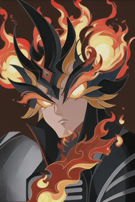{{{masterpiece}}}, up close, portrait, fire elemental, (fire background:1.5), <lora:AFK-Arena_v1.0:0.75>