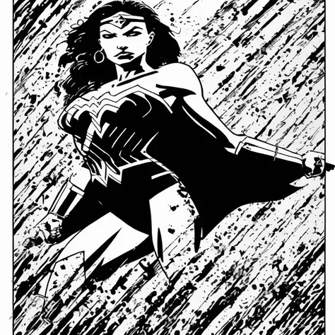 Wonder Woman, black and red color scheme, sinCity_iamYork