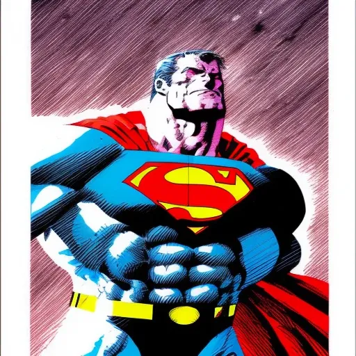 Portrait of Superman, red and blue color scheme, sinCity_iamYork