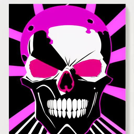 anime skull, pink and black color scheme, sinCity_iamYork