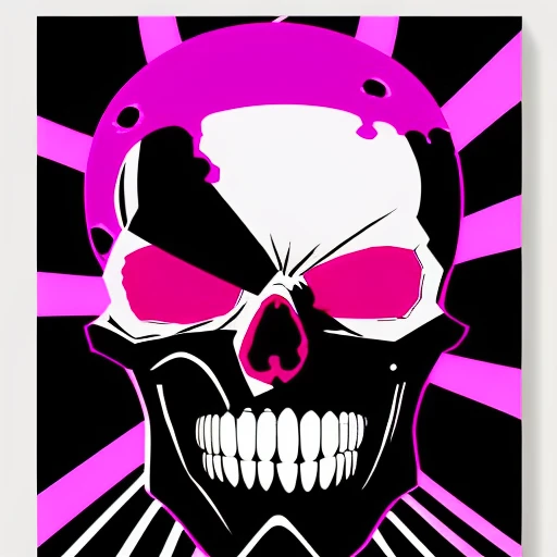 anime skull, pink and black color scheme, sinCity_iamYork