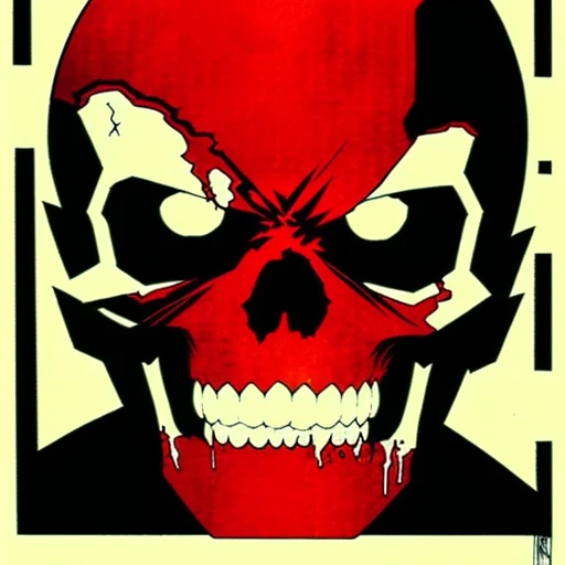 anime skull, red and black color scheme, sinCity_iamYork