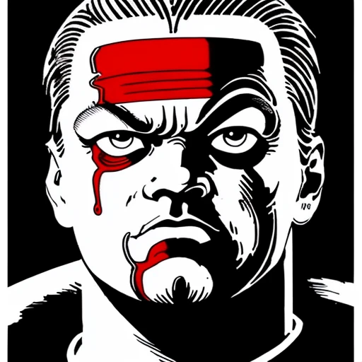 Full-face Portrait of Leonardo Dicaprio, red and black color scheme, sinCity_iamYork