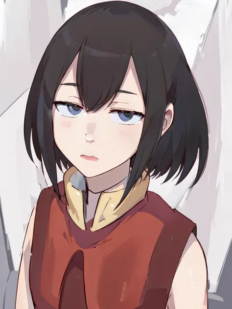 <lora:Azula:1> <lora:jitome, empty eyes, expressionless trigger:1> (jitome, expressionless, blank empty eyes, solid eyes, looking away, cartoon parody, 1girl, solo, cartoon eyes, azula)