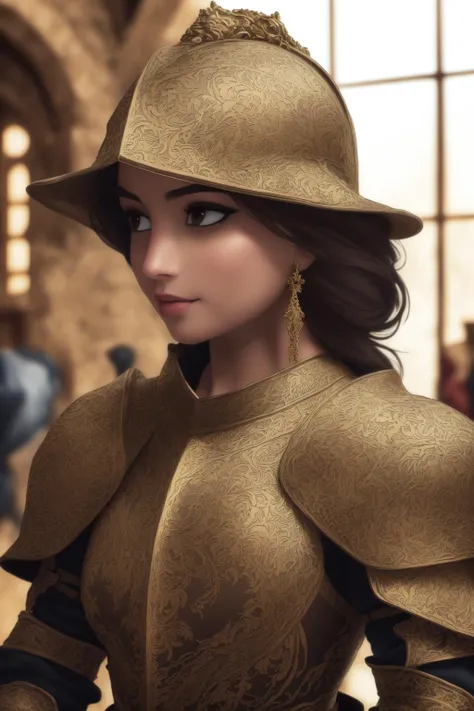 (masterpiece, best quality),  intricate details, 8k, artstation, wallpaper, official art, splash art, sharp focus,
(1girl:1.2),   <lora:jasmineV3:0.8> jasmine,  
 <lora:MedievalArmor_v1:0.8> medieval armor,