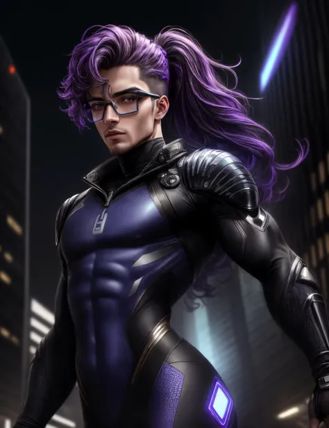 ((best quality)), ((masterpiece)), ((realistic)), (detailed), male Software developer, Genetic hybrids- Blending physical traits from different species, creating visually striking, unique appearances., Eighteen Angular, Inuit, Honey eyes,  , Ginger Mid fade hair, Grief,, Showing off futuristic clothing or wearable technology.,  wearing Lavender Sonic Soundwave Athletic Leggings,  Carbon-fiber Turtleneck, , ,  and and andAugmented Reality Glasses , Performing gravity-defying flips or maneuvers with agility., Techno-wizardry academies- Enchanted lights in schools of futuristic magic., Futuristic Cityscape, Megalithic skyscrapers piercing the sky ((masterpiece)), absurdres, HDR, <lora:add_detail:1>, <lora:LowRA:0.5>
