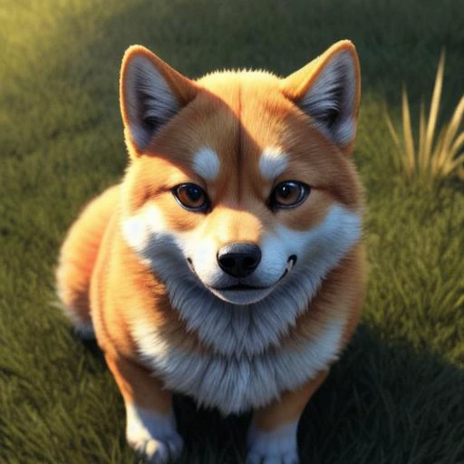 ((masterpiece, best quality:1.4)), bokeh, fluffy, 3d,
solo, feral, portrait, animal focus, solo focus, smile, high-angle view,
shiba inu,
grass,
moonlight,