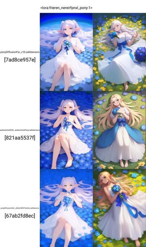 score_9, score_8_up, score_7_up, score_6_up,
nereirfpnxl, frieren, blue flower, rating:safe, blue bow, blue ribbon, on back, 1girl, flower, morning glory, pointy ears, blue nails, barefoot, bouquet, lying, solo, dress, long hair, flower field, field, holding flower, white dress, elf
<lora:frieren_nereirfpnxl_pony:1>