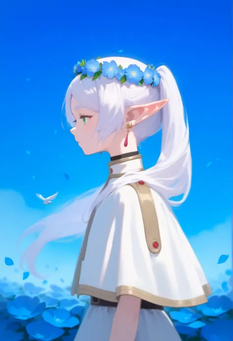 score_9, score_8_up, score_7_up, score_6_up,
nereirfpnxl, frieren, rating:safe, blue flower, pointy ears, falling petals, head wreath, petals, flower, bird, elf, earrings, jewelry, solo focus, long hair, profile, out of frame, leaf, from side, white hair, blue sky
<lora:frieren_nereirfpnxl_pony:1>