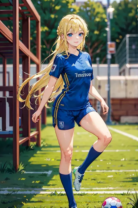 <lora:gs_priestess:0.3:lbw=NP> gs_priestess kawaii petit cute 1girl, blonde hair, very long hair, sidelock, bang hair, between eyes, blue eyes, eyelashes, medium breasts, thigh skindantation Joyful, <lora:_TrueBuruma:0.4:lbw=DF> hazel buruma, white gym_uniform, white high socks white shoes