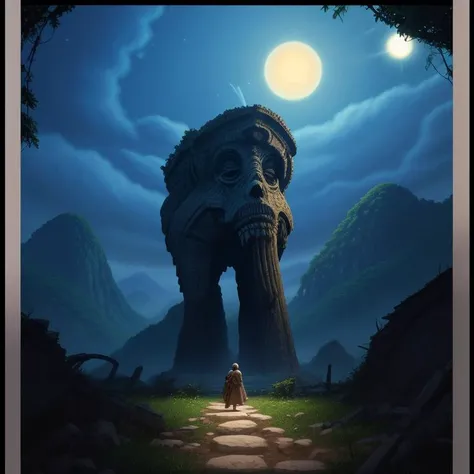 (masterpiece),(best quality),(ultra detailed),(cinematic lighting),illustration,
illustration,painting,highly detailed,sharp focus,cinematic angle,
in a dangerous jungle,mountains in the background,sun light,
(in a fantasy city ruins:1.2),in the jungle, ruined statues,
detailed background,
realistic,oil painting,bright and bold colors,expansive sky,sense of adventure,bright colors,vivid colors,<lora:broshild2023:0.7>,broshild2023 style,
1970s,1980s,stylized,pulp magazine cover art,
<lora:PAseer-SD15-LCM Quick:1>,