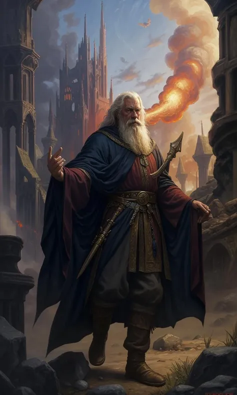 broshild2023, epic fantasy illustration, medieval, best quality, masterpiece, painting, old wizard,