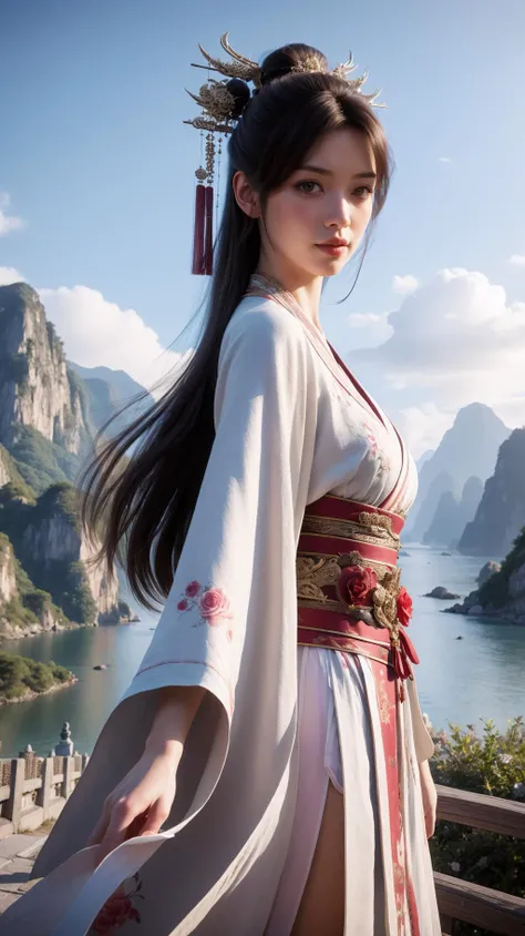 (High Quality, Best Quality, masterpiece:1.5), detailed, fantasy style, epic scenery,
woman, long hair, brown hair, chinese clothes, (chinese zodiac:1.3), red clothes, floral, roses, mountain, epic, pose,
<lora:Swordism_Girl_v2.0:0.8>,