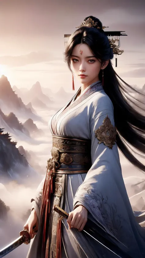 (High Quality:1.4), (Best Quality:1.4), (masterpiece:1.4), official art, official wallpaper, 4k textures,
Woman, black hair, ((swordism)), chinese clothes, long hair, cowboy shot,
(detailed:1.05), (extremely detailed:1.06), sharp focus, (intricate:1.03), (extremely intricate:1.04), low contrast, soft cinematic light, soothing tones, HDR, (Epic scenery:1.05), (beautiful scenery:1.05), (detailed scenery:1.05), (intricate scenery:1.05), (wonderful scenery:1.05) <lora:Swordism_Girl_v2.0:0.9>