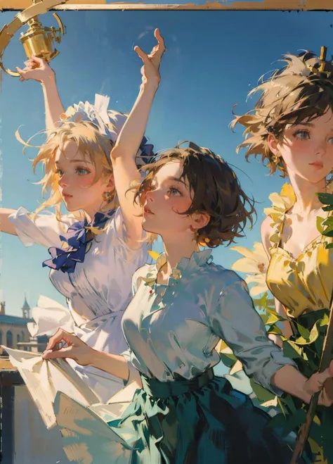 3d,ultra_detailed,masterpiece,8k illustration,extremely detailed CG,detailed cloth texture, beautiful detailed face, intricate details, ultra detailed,delicate,maserpiece,
cwc, (color circle:1.20), multiple girls, 5girls, <lora:cwc-000006:0.9>,(oil painting), post-Impressionist:0.3, degas style:0.3, <lora:HairFloatingUp123:0.5>,outdoor,sky,jumping, <lora:Nausicaa-000007:0.3>, <lora:backlighting:0.4>