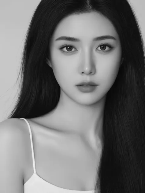 hanfeng, 1girl, greyscale, solo, monochrome, long hair, looking at viewer, parted lips, realistic, lips, bare shoulders, off shoulder, nose, simple background, white background,
best quality,high resolution,photo_\(medium\),photorealistic,realistic,finely detail,extremely detailed, <lora:hanfengsheyingXL-000016:0.65>