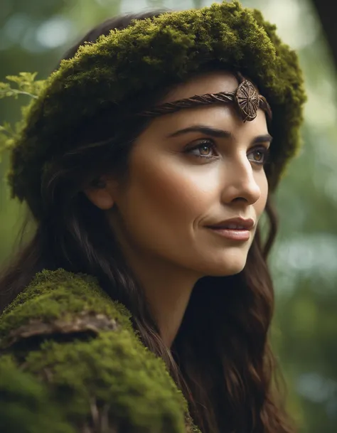 cinematic photo A closeup portait of (((ohwx woman))) an ancient druid made of bark, she live hidden in the vegetation of a forgotten forest, highly detailed painting, by Artgerm and Raphael Lacoste <lora:penelope_lora_sdxl_v1-000008:1> . 35mm photograph, film, bokeh, professional, 4k, highly detailed