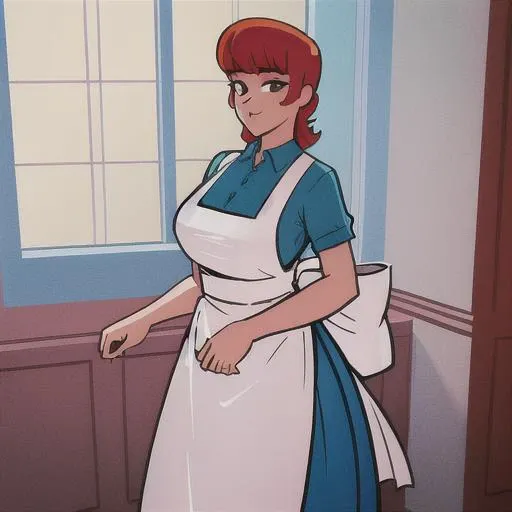 masterpiece, best quality, cowboy shot, 1girl, solo, <lora:mom (dexter's laboratory):0.9>, maid,<lora:dextersMomFromDexters_v1:0.8>