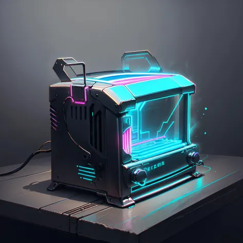 <lora:CyberPunkAI:.8> CyberPunkAI neon toaster in kitchen