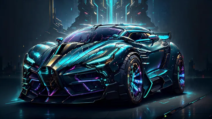 <lora:CyberPunkAI:0.8> <lora:style-BugattiAI:0.4> (CyberPunkAI:1.2), (BugattiAI:0.4), (ominous looking sleek fast symmetrical futuristic sports car:1.2), (iridescent blue:1.4) paint, highly detailed rims, (glowing rims:1.2), sleek laser cannon, laser beam, (intricate details, golden ratio, masterpiece:1.2), city background, at night, (photorealistic, insane quality, best quality:1.6), extremely detailed, highest detail, highly detailed, incredibly detailed