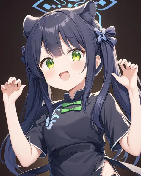 shun \(blue archive\), fang, 1girl, looking_up, twintails, china_dress, open_mouth, animal_ear_fluff, tiger_girl, black_dress, :d, sidelocks, halo, short_sleeves, hair_ornament
<lora:shun_(blue_archive)_image2057_2023-11-28-000010:1>halo. gorgeous,key visual, vibrant, studio anime,award-winning, professional, highly detailed,high budget, cinemascope
