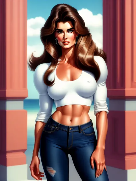 Brooke Shields, Calvin Klein jeans shoot, <lora:aperture-v2-curated:0.95>