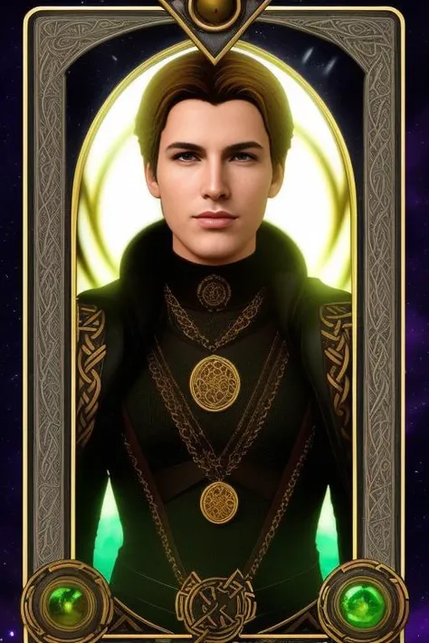 tarot card, portrait, celtic, futuristic, rim lighting, seconddusk