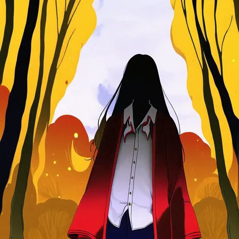 <lora:jmfenner5:1>, jmfenner, painting, background,1girl, arm belt, bamboo, bamboo forest, blurry, bow, burning, depth of field, dress shirt, embers, fire, flame, forest, hair bow, hair ribbon, highres, long hair, long sleeves, looking at viewer, midriff, nature, navel, ofuda, pants, red eyes, red pants, ribbon, serious, shirt, solo, suspenders, tress ribbon, very long hair, white hair, white shirt
