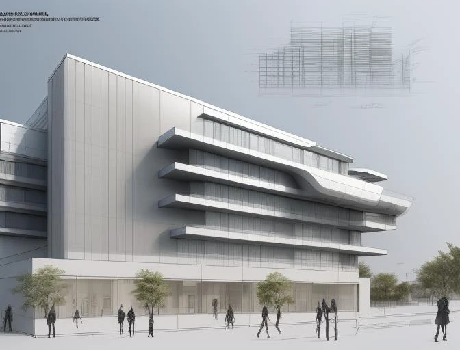 real-estate perspective of conceptual style architecture <lora:Architectural_:1>, Swedish architecture ((School building)) , Zaha Hadid style , detailed working drawings