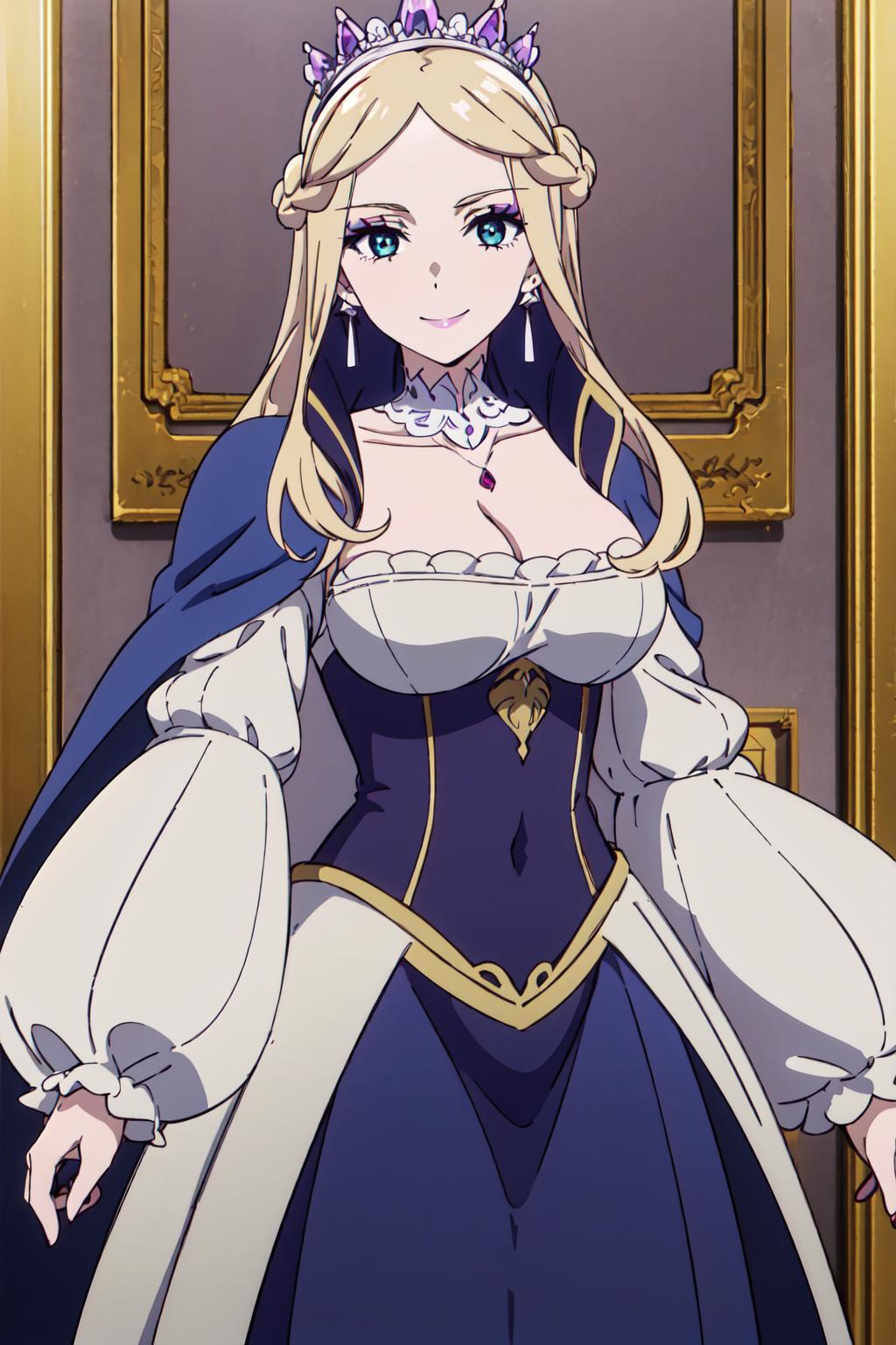 A woman in a dress and tiable standing in front of a mirror - SeaArt AI