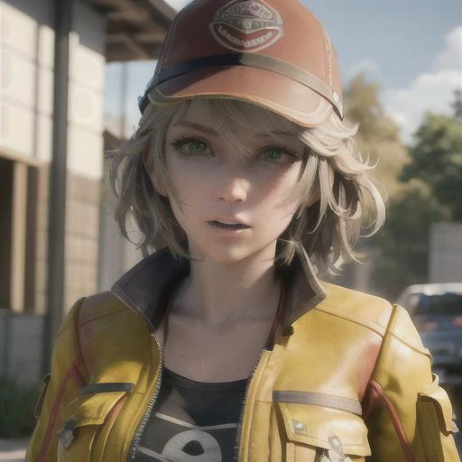 cindy_aurum, realistic, unreal engine 5, 1girl, solo, ultra detailed face, detailed pupils, green eyes, cropped jacket, baseball cap, aged up, full body,
<lora:cindyAurumFinalFantasy_cindyAurumv3:0.6>